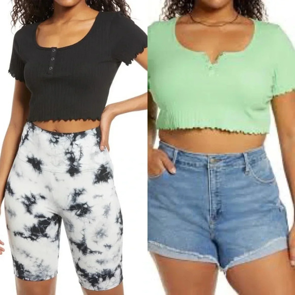 Bp pointelle rib crop Henley light purple size XL - Picture 2 of 7